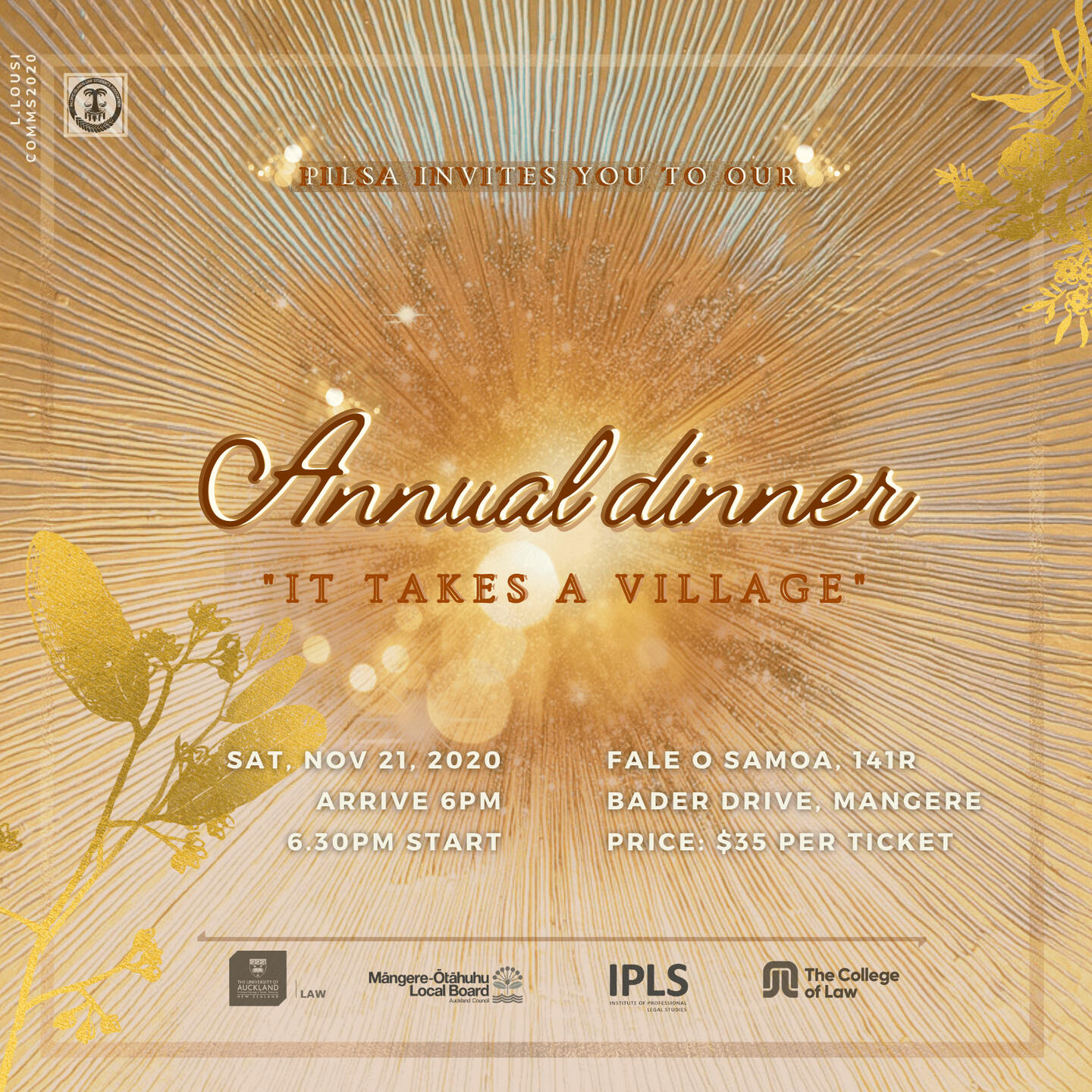 Pilsa wamrly invites you to our annual dinner "It Takes A Village"